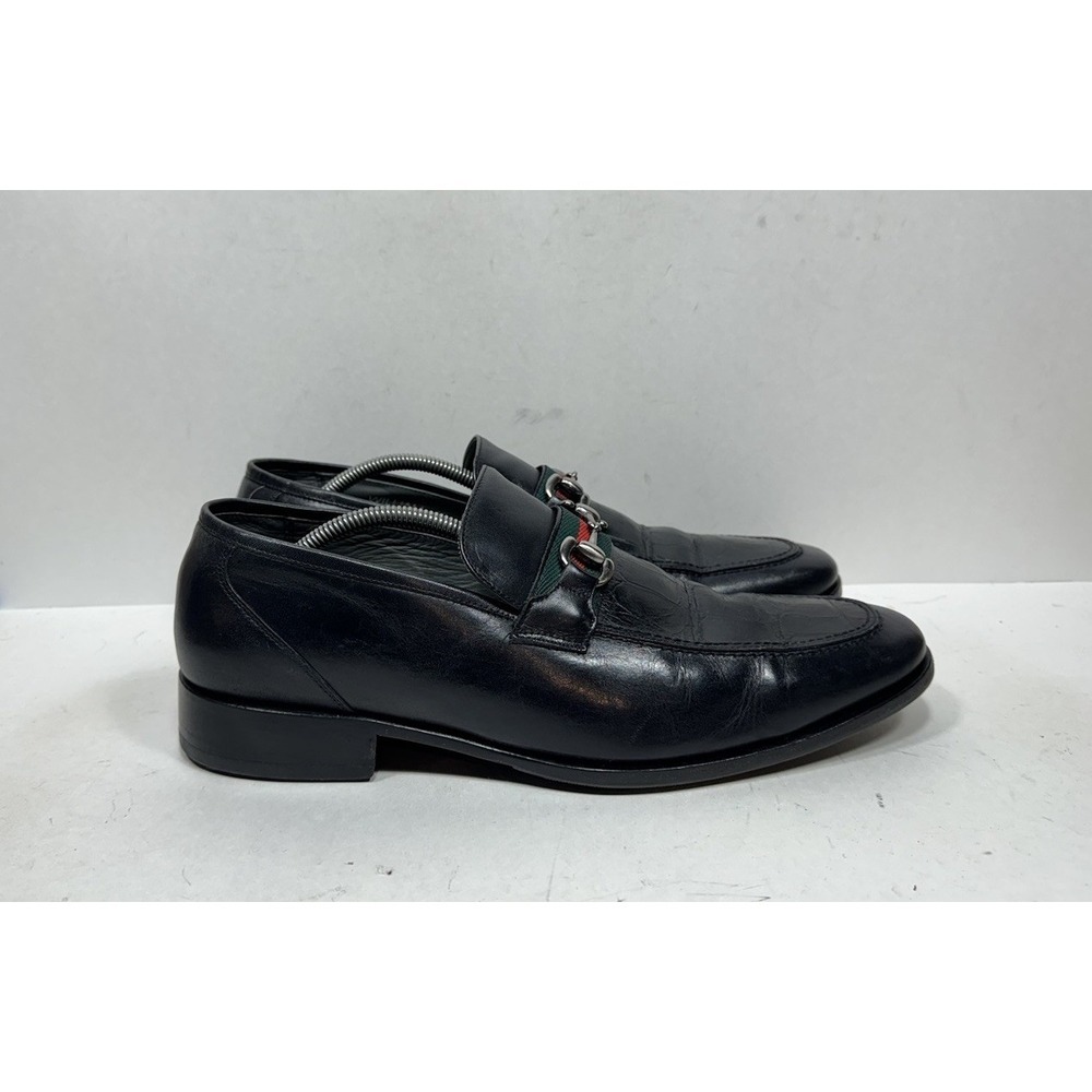 David Eden Black Embossed Leather HorseBit Loafers William Men's Size 12 Shoes